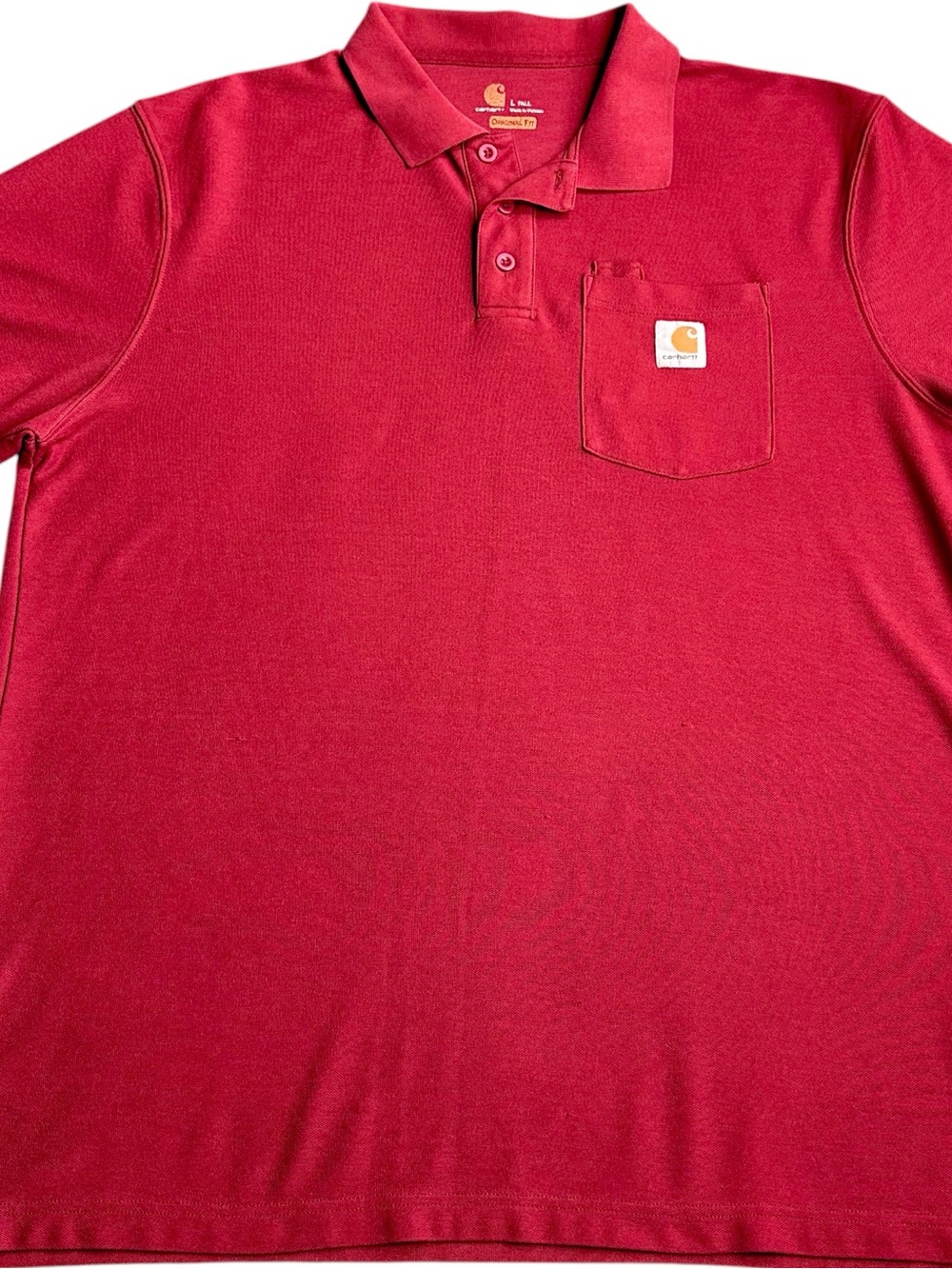 Carhartt K570 Polo Shirt Mens L Tall Red Original Fit Pocket Workwear Fall 2013